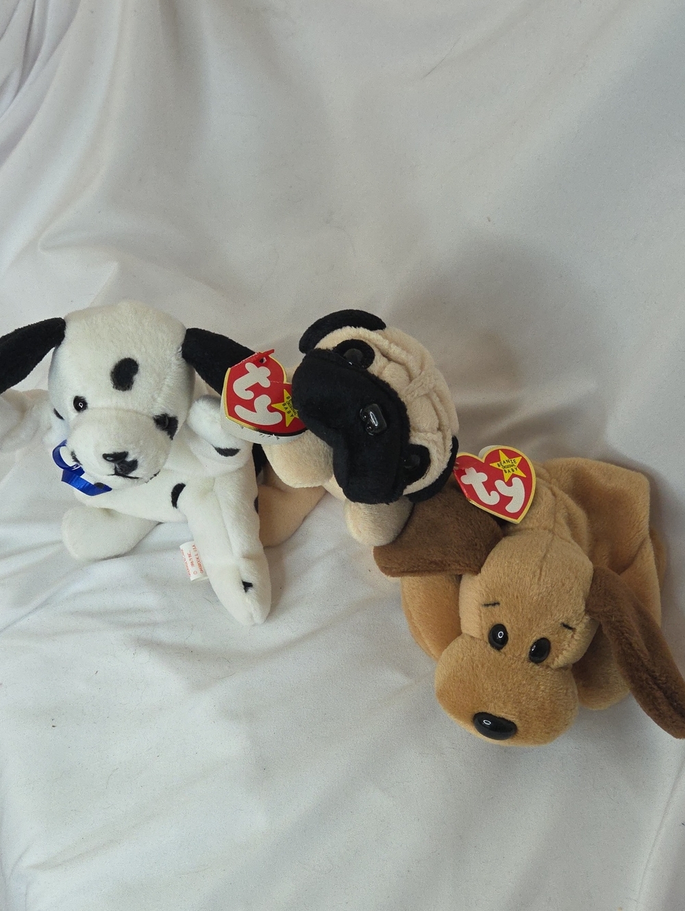 Vintage Dog Plush Bundle - TY Beanie Baby Puppy Lot of 3 1990s